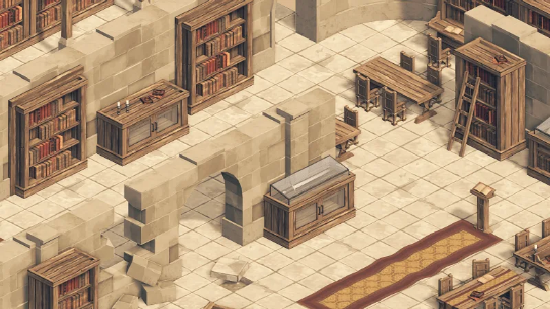 Isometric Miniature Library preview from licensed source files