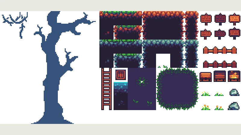 A platformer in the forest preview from licensed source files