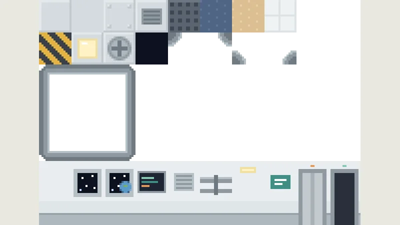 Cozy Space Interiors: 16 px top-down sci-fi tileset preview from licensed source files