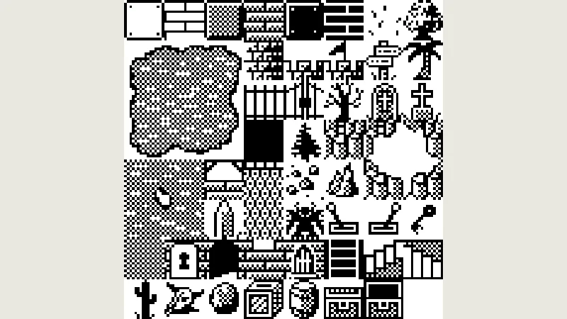 Tileset 1bit Color preview from licensed source files